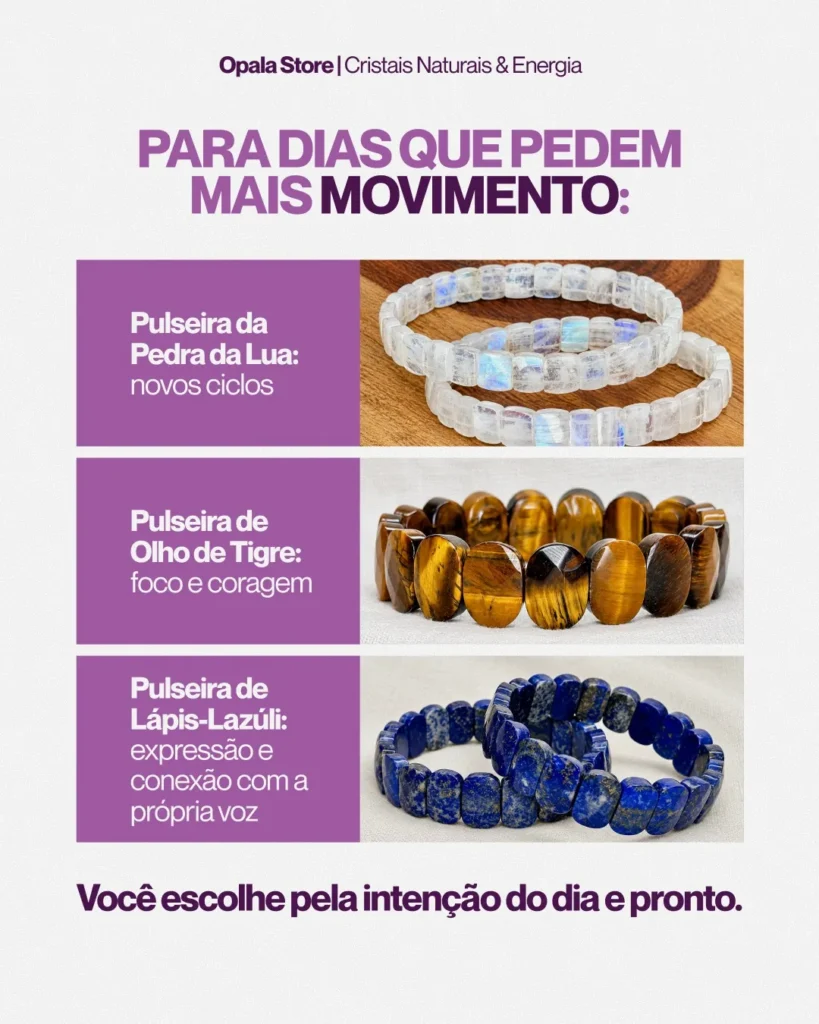 Opala Store — Cristais naturais — pulseiras pra rotina